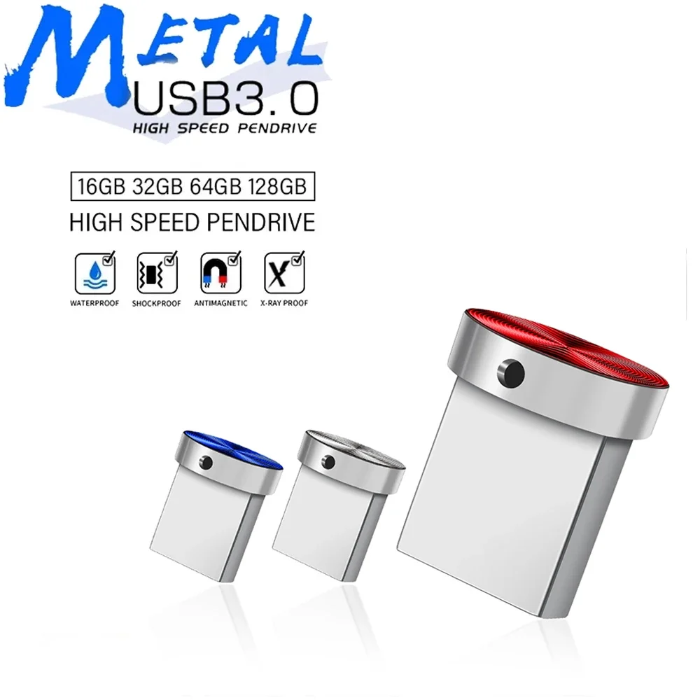 USB3.0 Super Mini Flash Drive 128GB Black Memory Stick 64GB Meta Pen Drive 32GB Creative Gift Memory Card 16GB Button U Disk 8GB