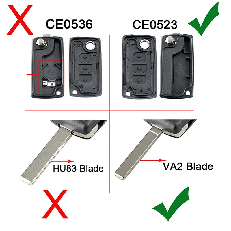 3 pulsanti VA2 nero Remote Car Key Fob Case CE0523 per Citroen C4 2004 2005 2006 2007 2008-2010 Shell sostituzione Floding Key