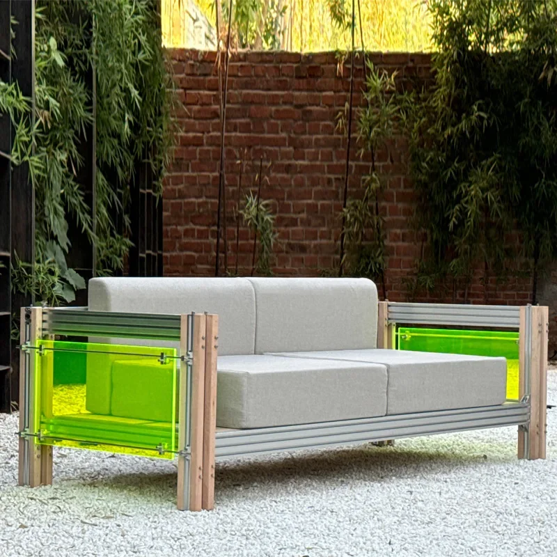 Furniture aluminum profile medieval single sofa double small apartment reception room straight row seat