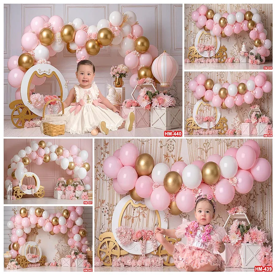 

Pretty Princess Pink Carriage Backgrounds Cake Smash Kids Adult Photography Props Child Baby Decors Photo Backdropsh