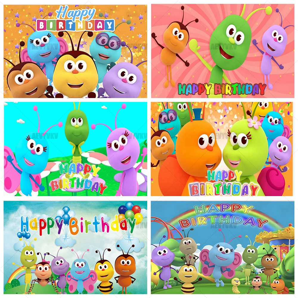 

Colorful Cartoon Bug Theme Birthday Party Decoration Balloon Banner Baby Photography Background Gift Baby Shower Background Prop