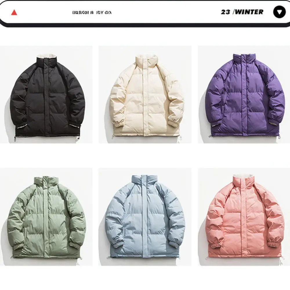 Couple Winter Padded Jacket Reversible Lambswool Coat Loose Unisex Warm Thick Cotton Parkas Casual Zipper Outwear