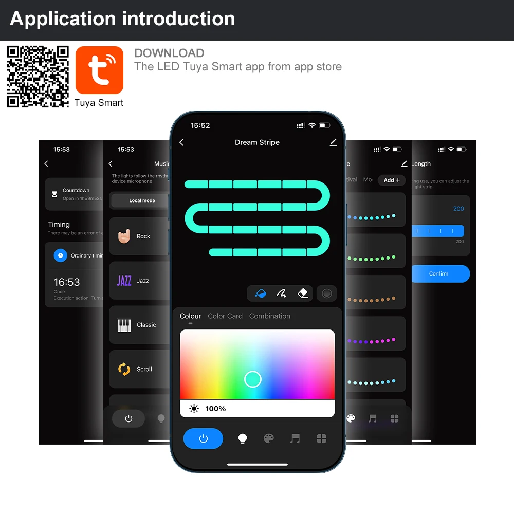 Tuya Wifi LED Strip Controller for WS2811 WS2812B Addressable LED Strip Dream Color Light Smart Dimmer Alexa Google Assistant