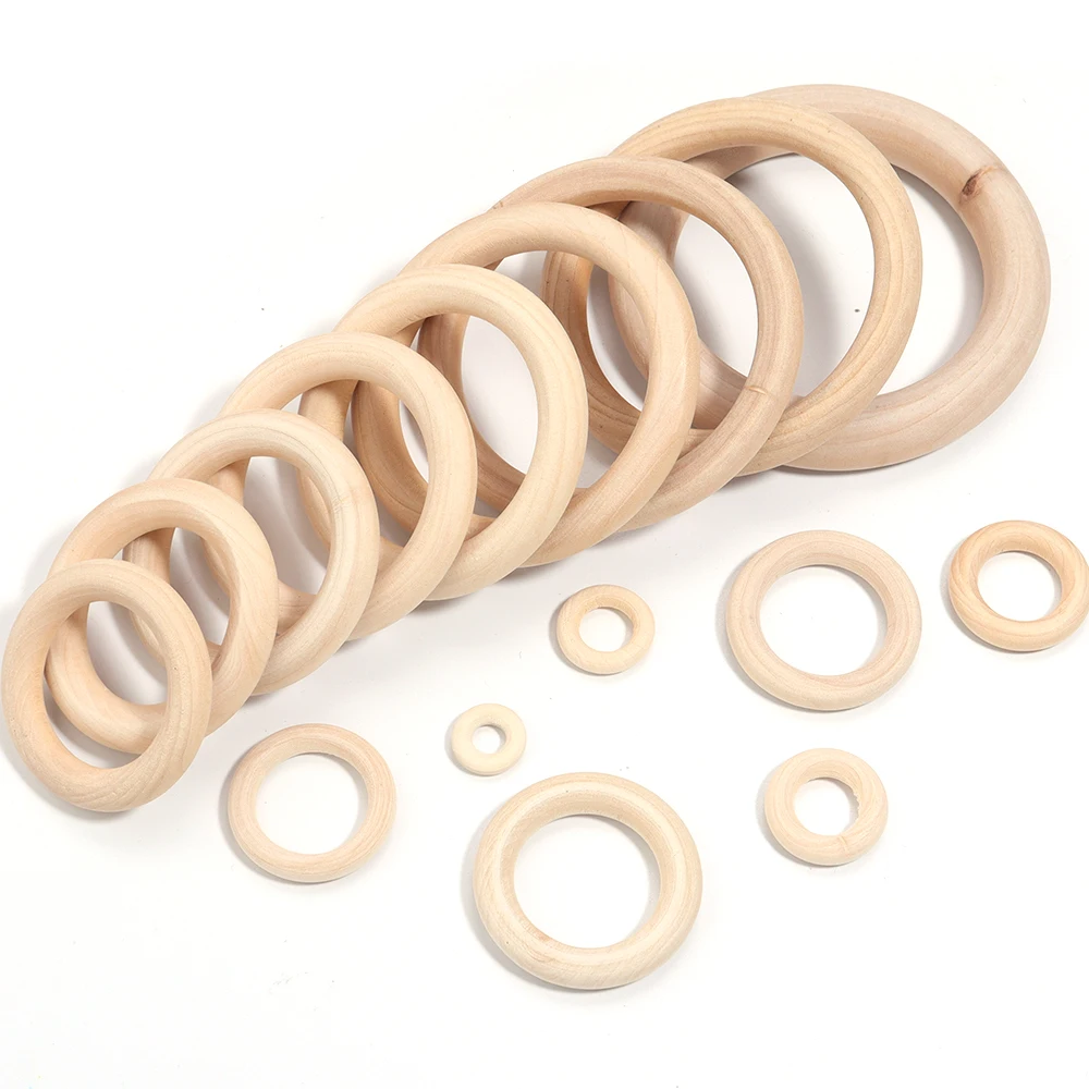 Anillos de madera, aros de madera, círculo redondo de madera, accesorios de macramé para bricolaje, aro de madera, decoración artesanal, suministro de adornos para carpintería
