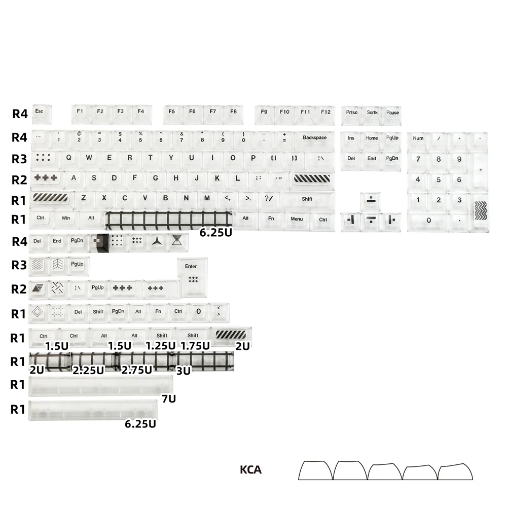 

PC Material Transparent Keycap KCA Profile DYE Sublimation Full Ball Cap For Mechanical keyboard 61 64 68 75 84 87 96 104 108