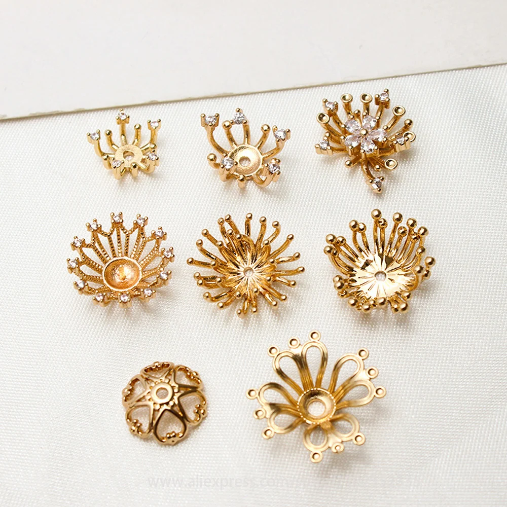 10pcs/ Set Vintage round hollow out flower cap and receptacle DIY headdress hairpin and crown making accessories