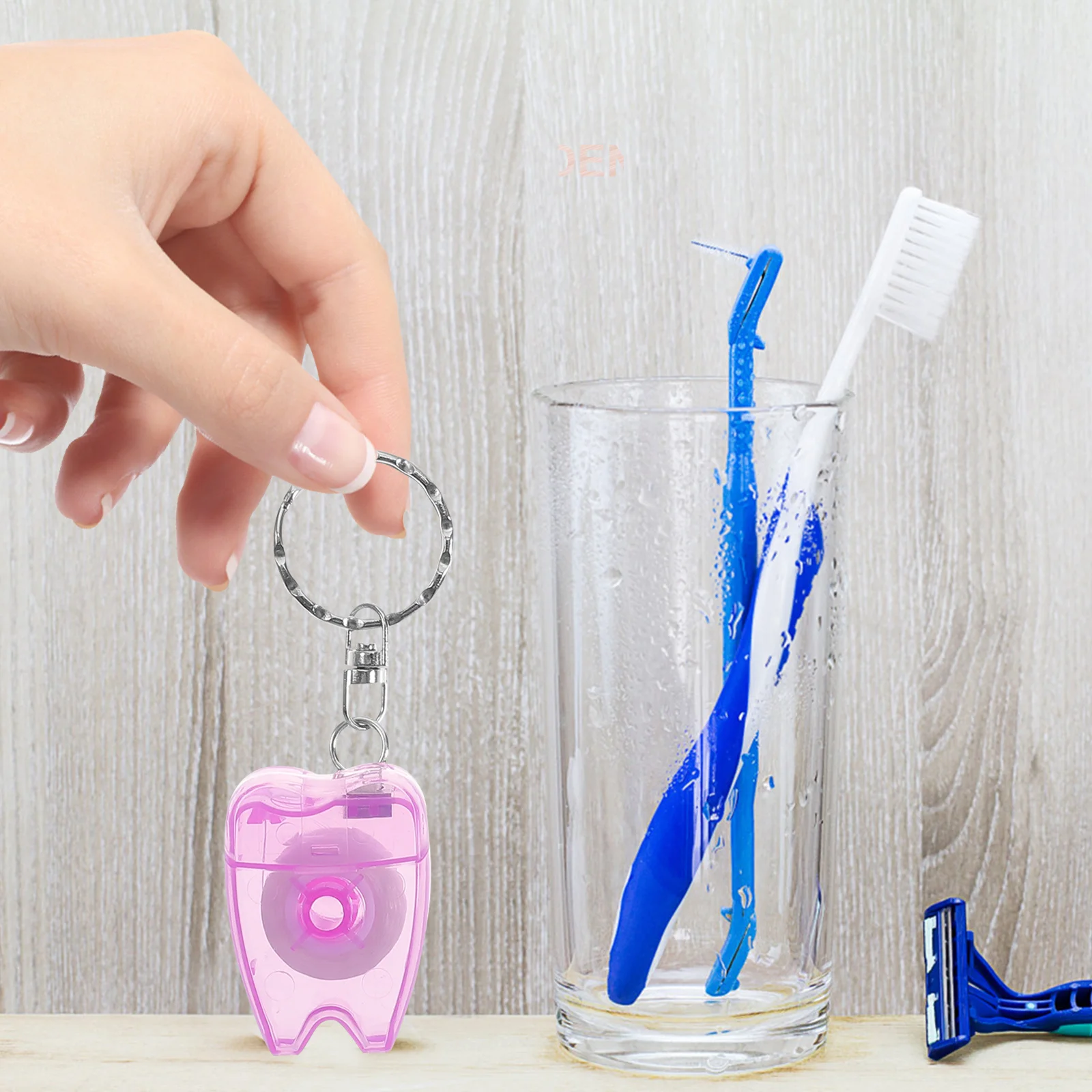 

5pcs Portable Dental Keychain Compact Floss Picks Travel Size For Oral Care Practical Tooth Cleaning Tool Convenient Dental