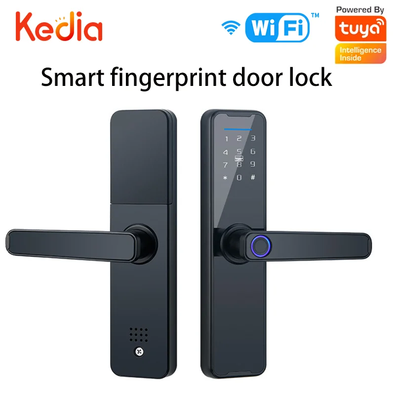 Tuya WiFi Smart fingerprint lock door lock Electronic With Smart Card Password Key Unlock USB Emergency Charge anti-theft door