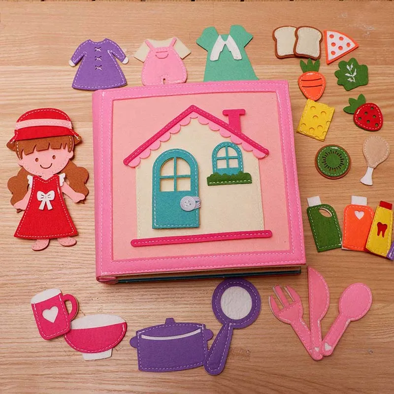 Quiet Felt Book Montessori Sensory Busy Board For Early Activity Learning Book Little Doll House Handmade Felt Books For Travel