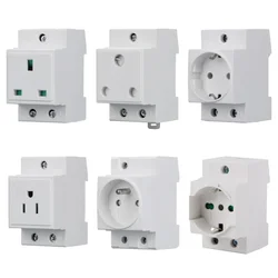 AC Socket European stardand German France type DIN Rail Mount AC Power Modular Socket 10-16A 250V
