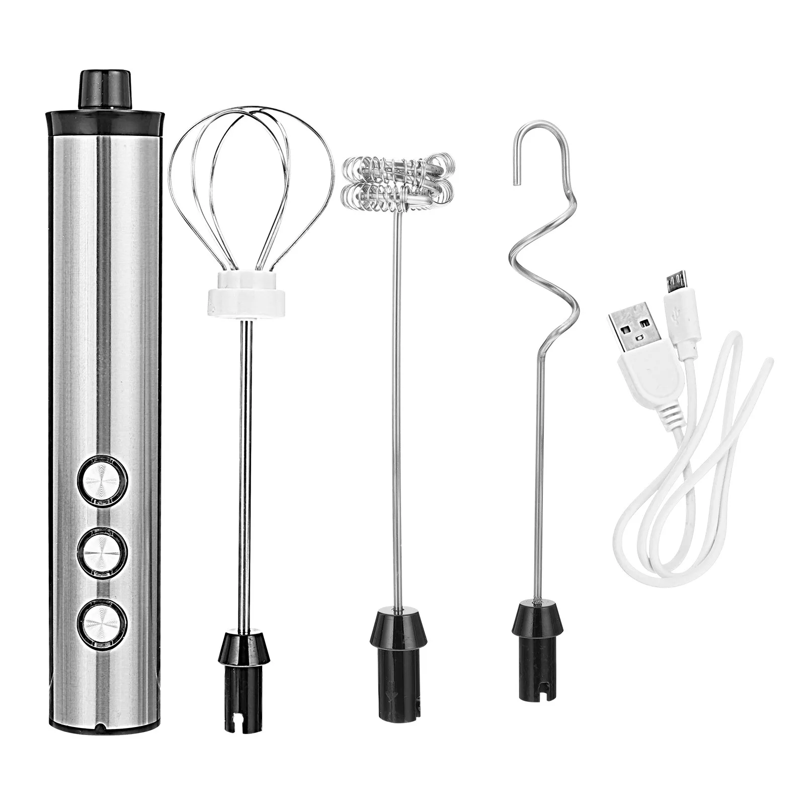 1Set Portable Eggbeater Electric Whisk Milk Stirrer Coffee Mixer with Intelligent 3-Speed USB Interface for Frothing Milk Coffee