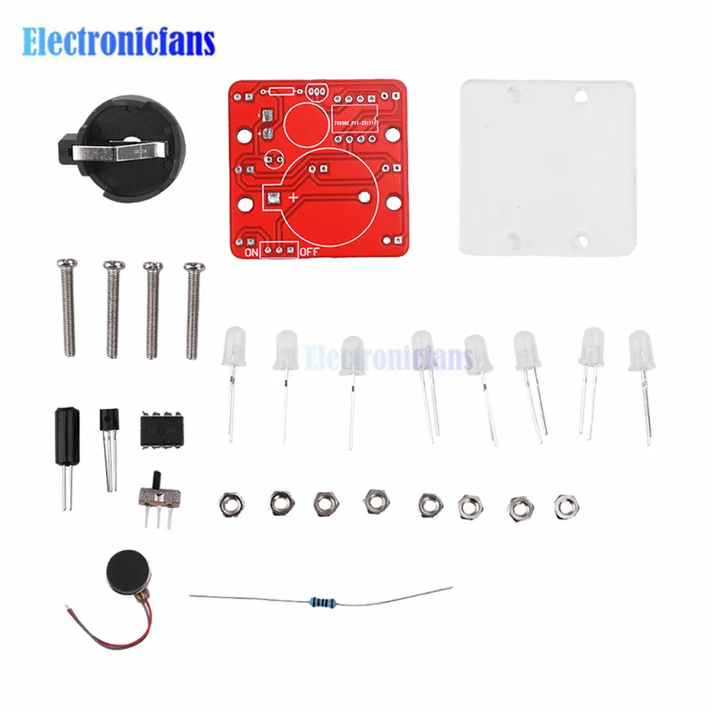 New DIY Wobbling LED Dice Kit with Small Vibrating Motor Fun Electronic Soldering Practice Board Kit