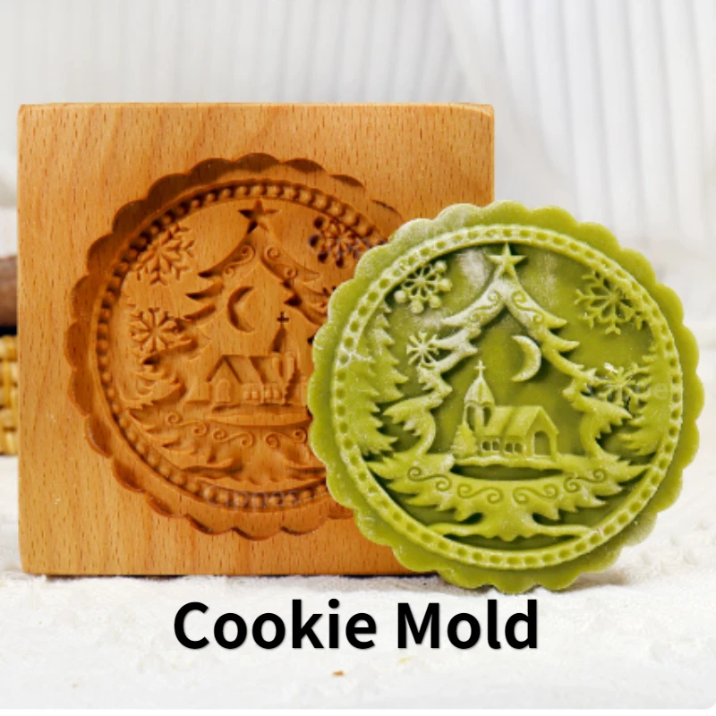 

Wood Cookie Molds with Rose Flower Patterns 3D DIY Carved Embossed Cookie Cutter Moulds for Baking Kitchen Baking Tool Biscuits