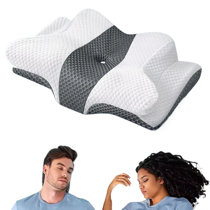

memory foam pillow Neck pain relief Cervical spine support pillow Ergonomic butterfly design Slow rebound High density