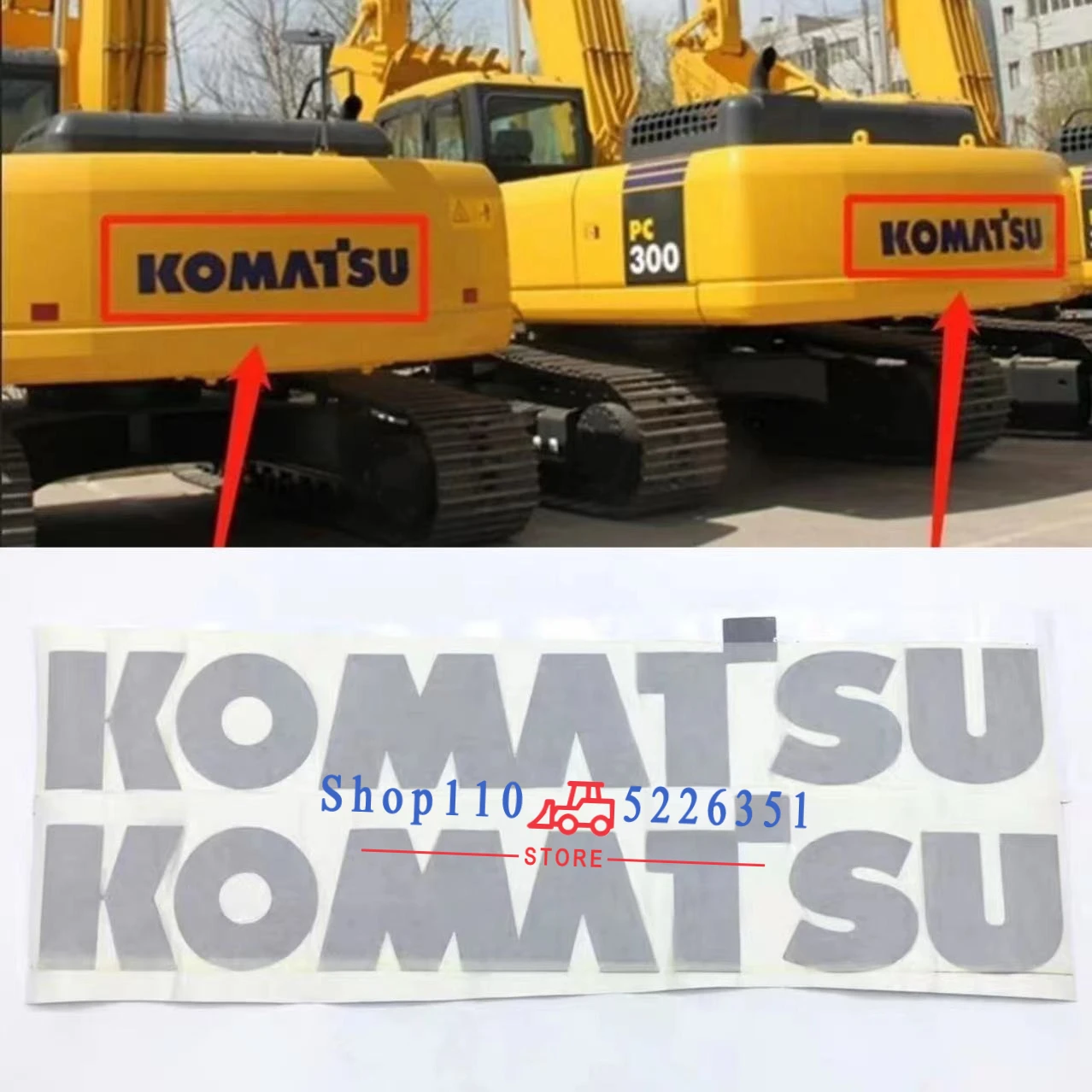 Heavy Equipment Logo - For Komatsu Stickers Counterweight Boom Sticker
