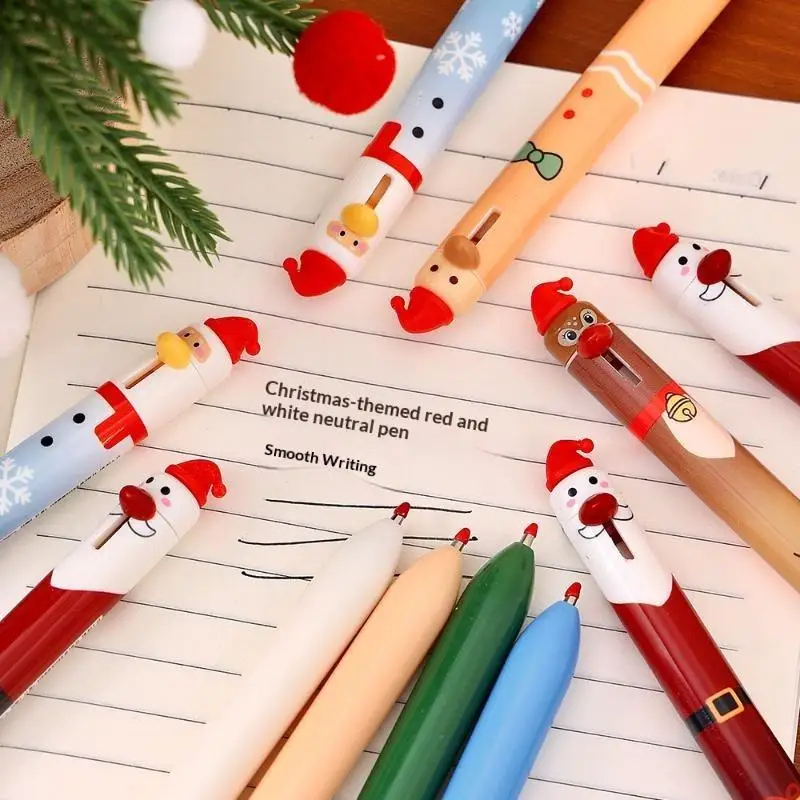 Cartoon Christmas Ballpoint Pen Push Pen Study Stationery Small Gift Student Christmas Gift Practice Pen