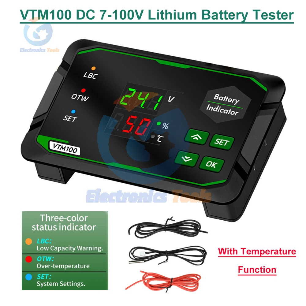 تيار مستمر 7-100 فولت الفولتميتر الرقمي مؤشر قدرة البطارية 12 فولت 24 فولت 36 فولت 48 فولت 60 فولت الجهد الطاقة متر حمض ليثيوم الحديد جهاز اختبار بطارية #2