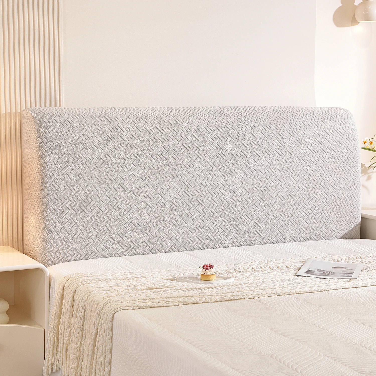 

1pc modern stretch jacquard headboard cover-elastic, soft, pet-friendly, dustproof furniture protective cover.