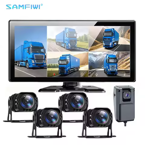 10.36" 5ch DVR Touch Screen Monitor AHD 5 Cameras 12-36V Front Side Rear View Loop Recording for Heavy Duty Truck Bus Caravan