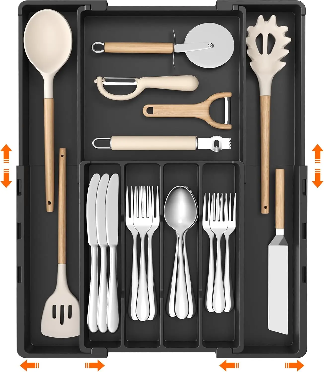 

Silverware Drawer Organizer, Expandable Utensil Tray for Kitchen, BPA Free Flatware and Cutlery