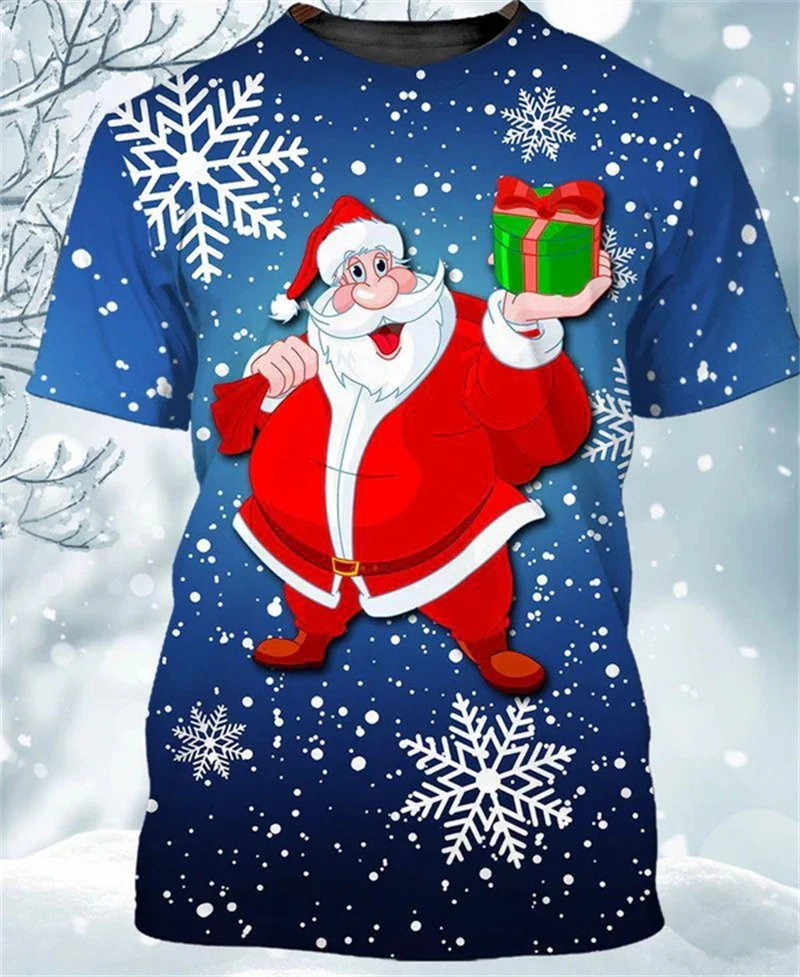 Christmas 3D Print Santa Claus Pattern T Shirt Men Womens Xmas Long Sleeve T-shirts Autumn Fashiom Oversize Loose Y2k Men Tops