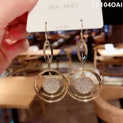 Geometric Full Round Pendant Earrings Female Hollow Web Celebrity Needle Earring Ring Long Tassel Earrings