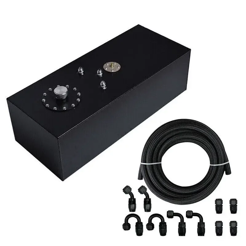 Tanque de combustible de 19 galones Tanque de gas de pila de combustible de carrera de aluminio con tapa y emisor de nivel 6AN negro para carreras callejeras para automóviles de pista