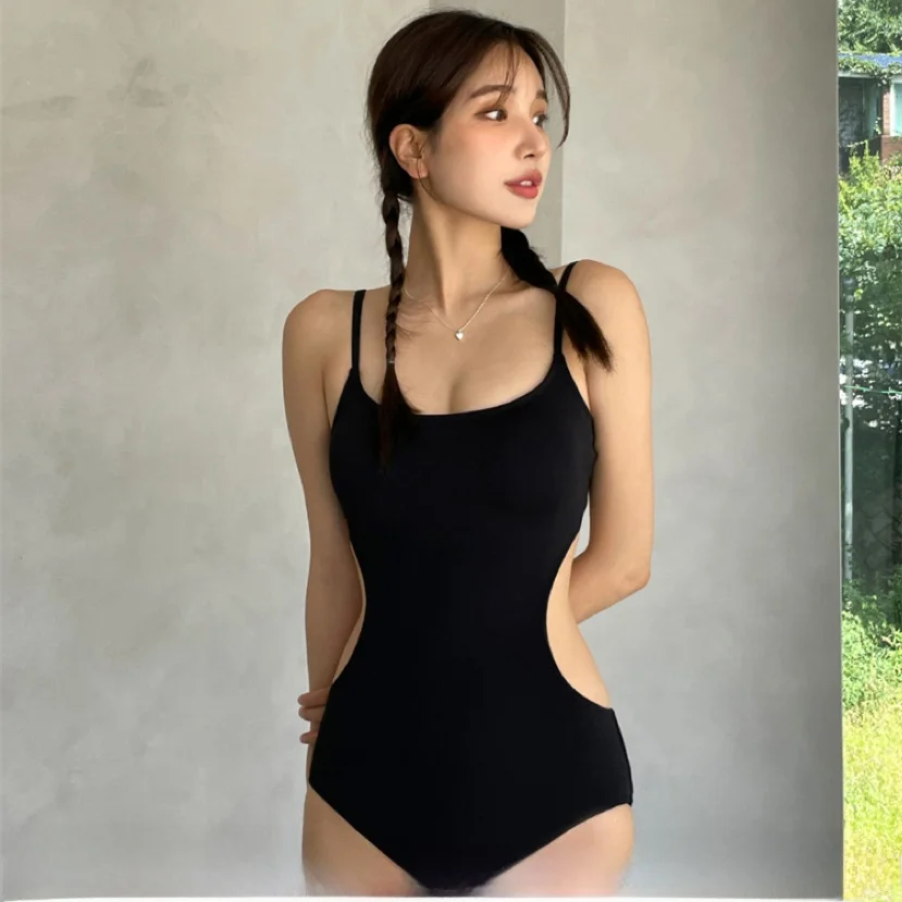 

Ретро-купальник с вырезами для женщин, летний, утягивающий, термальный, для спа, сексуальный, без бретелек, корейский стиль