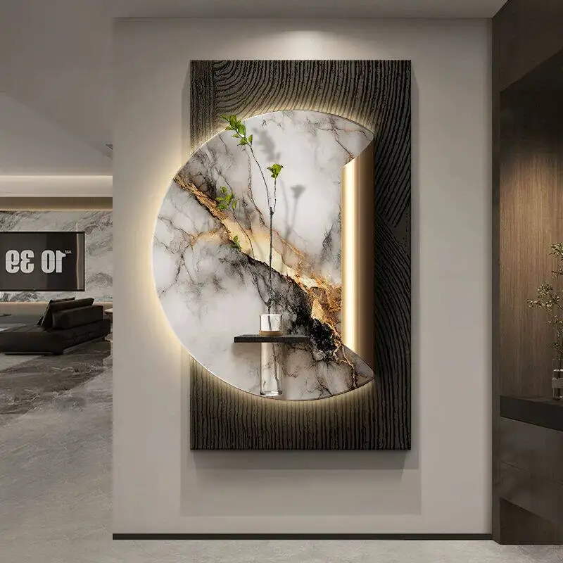 High End Entrance Decoration Painting 2025 New Three-Dimensional Living Room Hanging Painting, Entrance Door Mural Light