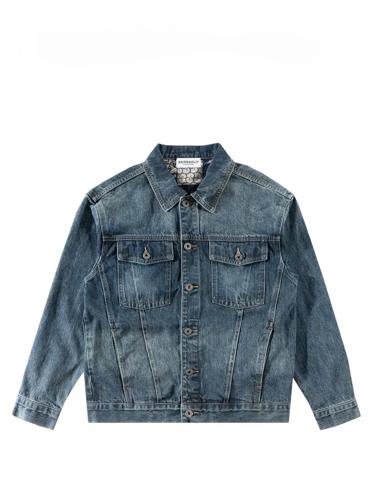 

BAIRBAOLIY Модная мужская джинсовая куртка с прочным дизайном, универсальная, легкая, роскошная верхняя одежда для повседневного городского стиля