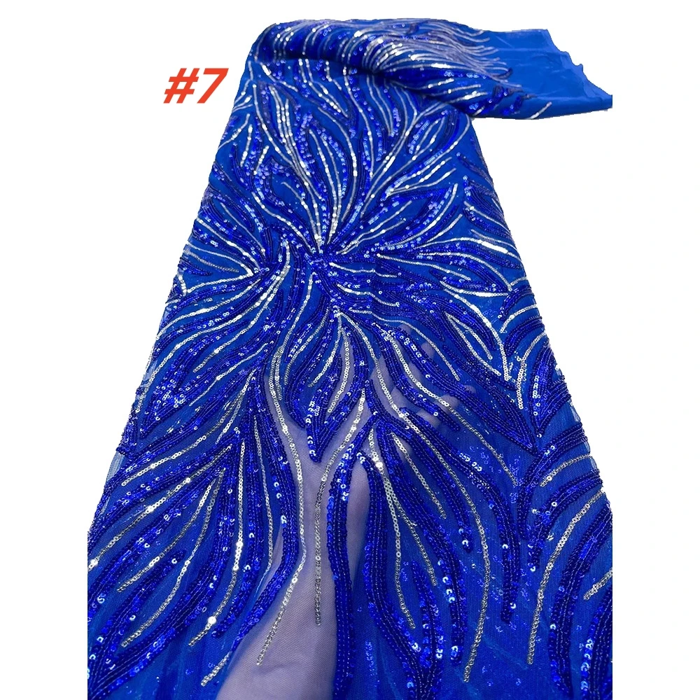 

Wholesale 2026 Latest High Quality African Sequins Lace Fabrics Nigerian Mesh Tulle Lace Fabric For Party Wedding Dress Women