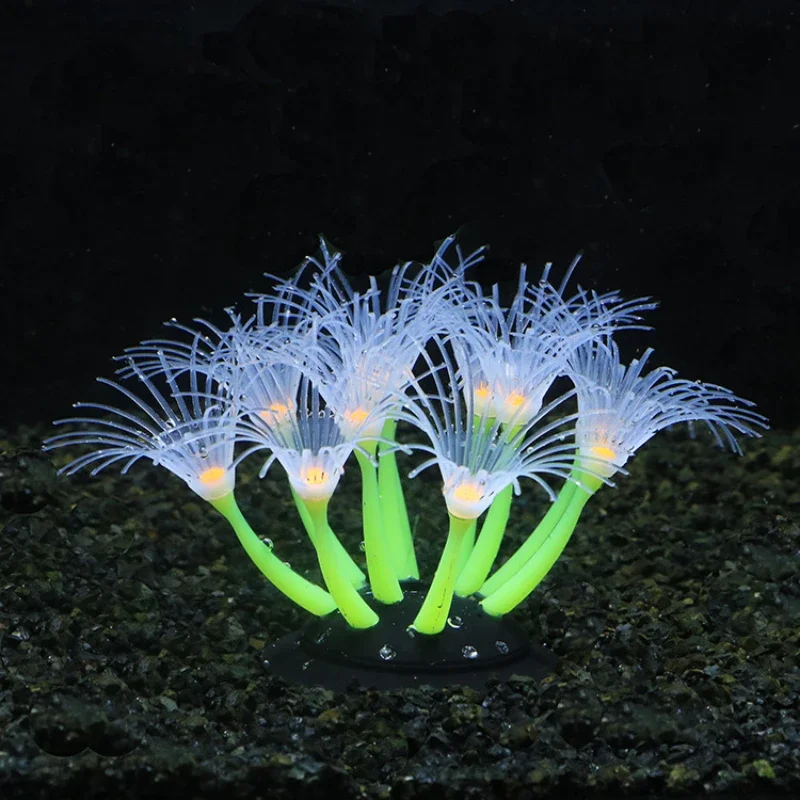 Simulação de silicone coral decorações do tanque de peixes aquário paisagem suprimentos planta aquática girassol fluorescência ornamentos recife