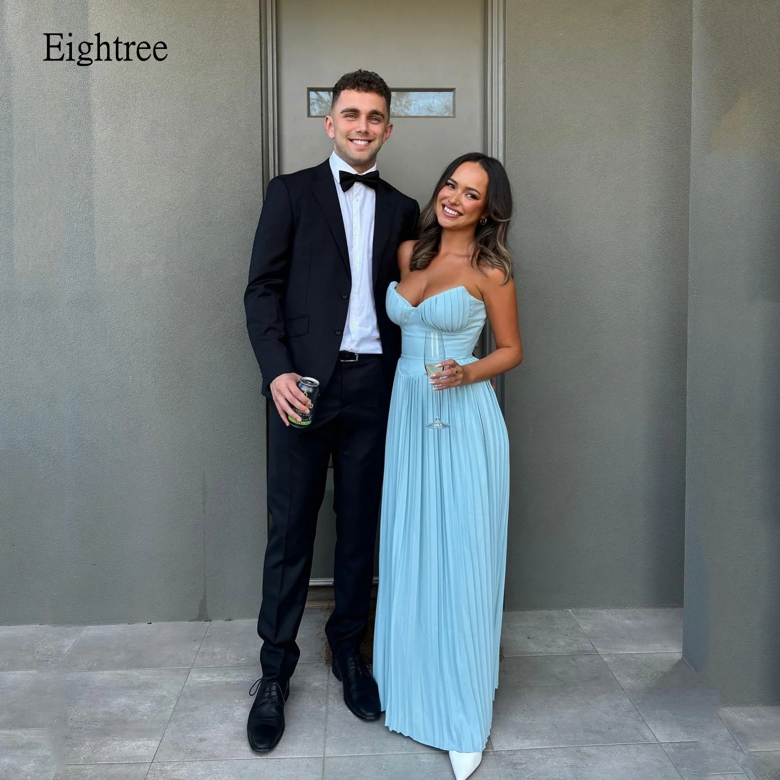 

Eightree Blue A-line Prom Gowns Sweetheart Neck Formal Party Gown Floor Length Evening Dress vestidos de fiesta Customized