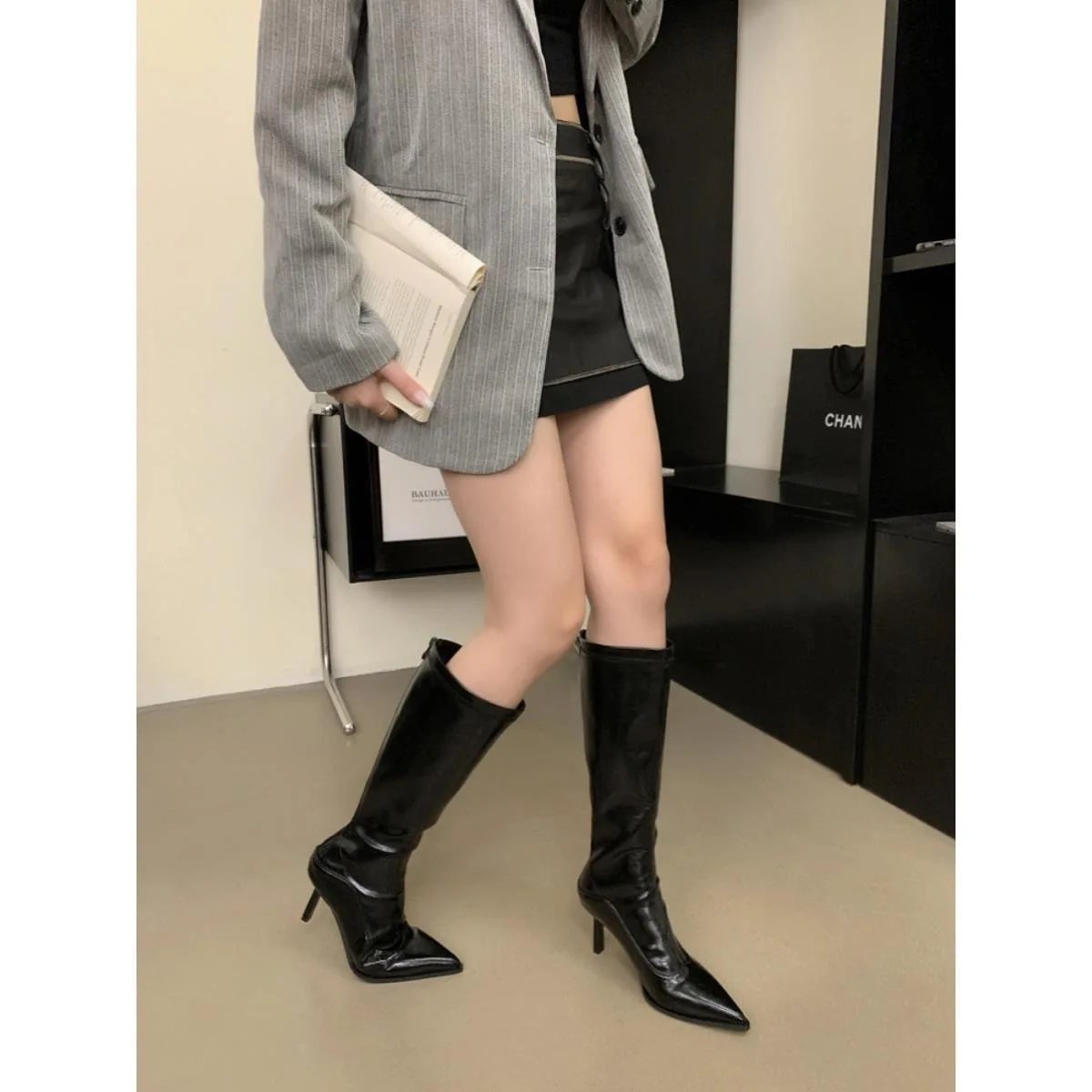 Dames luipaardprint mode laarzen sexy schoenen hoge hakken herfst over de knie laarzen pu leer cowboy ridderlaarzen cosplay