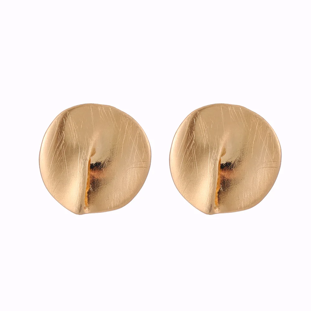 Vintage geometry button shape stud earrings female Bohemia Round Trendy Large Earrings for women jewelry