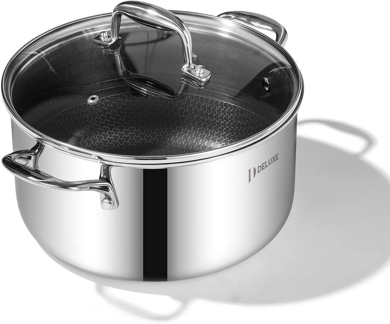 

Гибридная керамическая голландская духовка с антипригарным покрытием на 5,4 литра с крышкой из закаленного стекла, можно мыть в посудомоечной машине, готовая индукционная, совместимость без PFOA