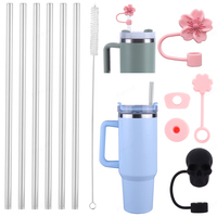 6Pcs Replacement Straw with Straw Cleaner Reusable Straws Drinking Straws for Stanley 20/30/40oz Accessories