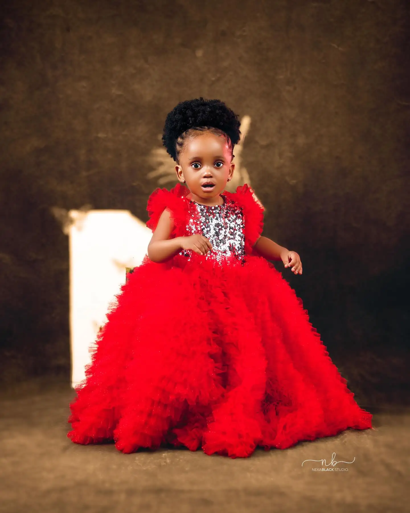 Red Ruffles Kids Birthday Party Dresses Silver Sequined Ball Gown Flower Girl Dresses for Wedding Baby Girls Prom for Photoshoot