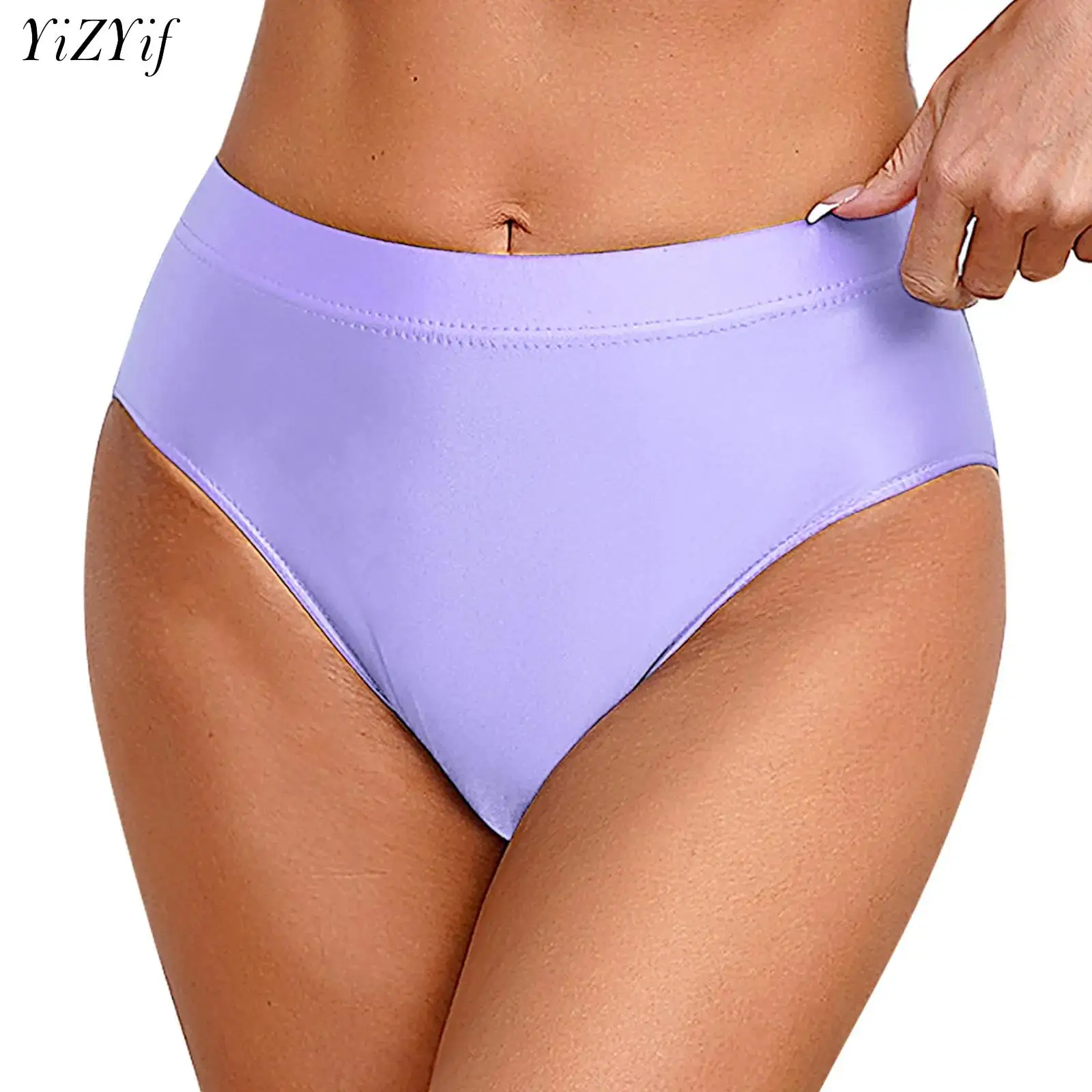 Women's Oil Briefs Underwear Swimming Lingerie Bikini Swimwear Elastic Waistband Solid Color Panties Ladies Beach Underpants