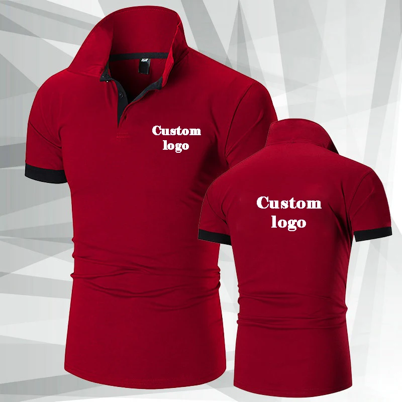 Men Custom Logo Polo Shirt Summer Casual Short-Sleeved Polo Shirts Custom Logo Embroidery Printing Personalized Design Tops