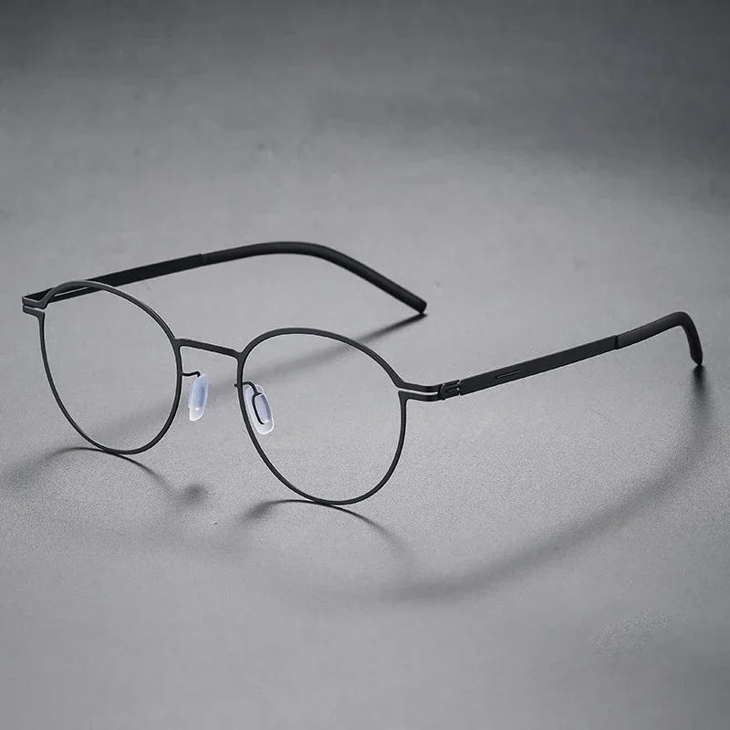 Fashion Round Screwless Ultra-light Glasses Frame Men Women Germany Stainless Steel Myopia Prescription Eyeglasses Read Eyewear