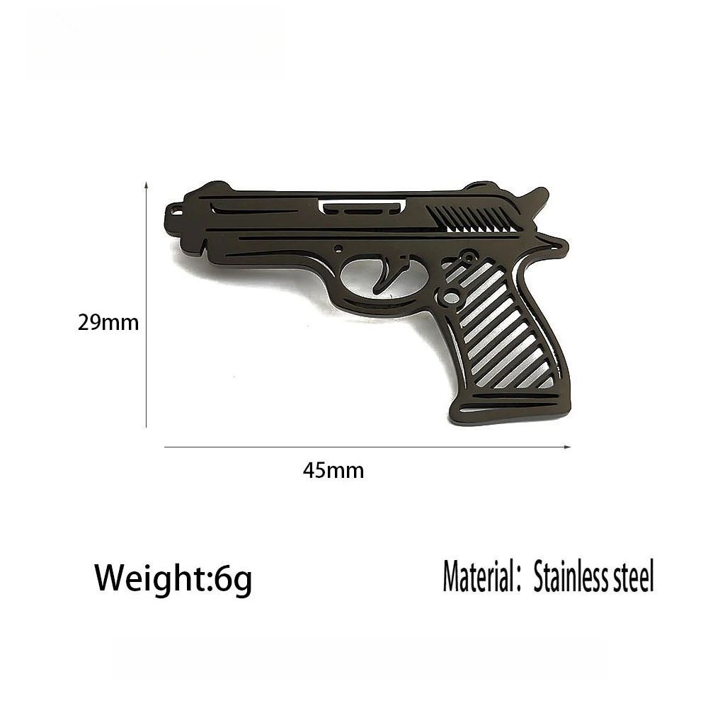 Hollow Pistol Shaped Brooch Stainless Steel Pin Gold Black Silver Color Unique Badge for Men Women Fashion Jewelry Accessories