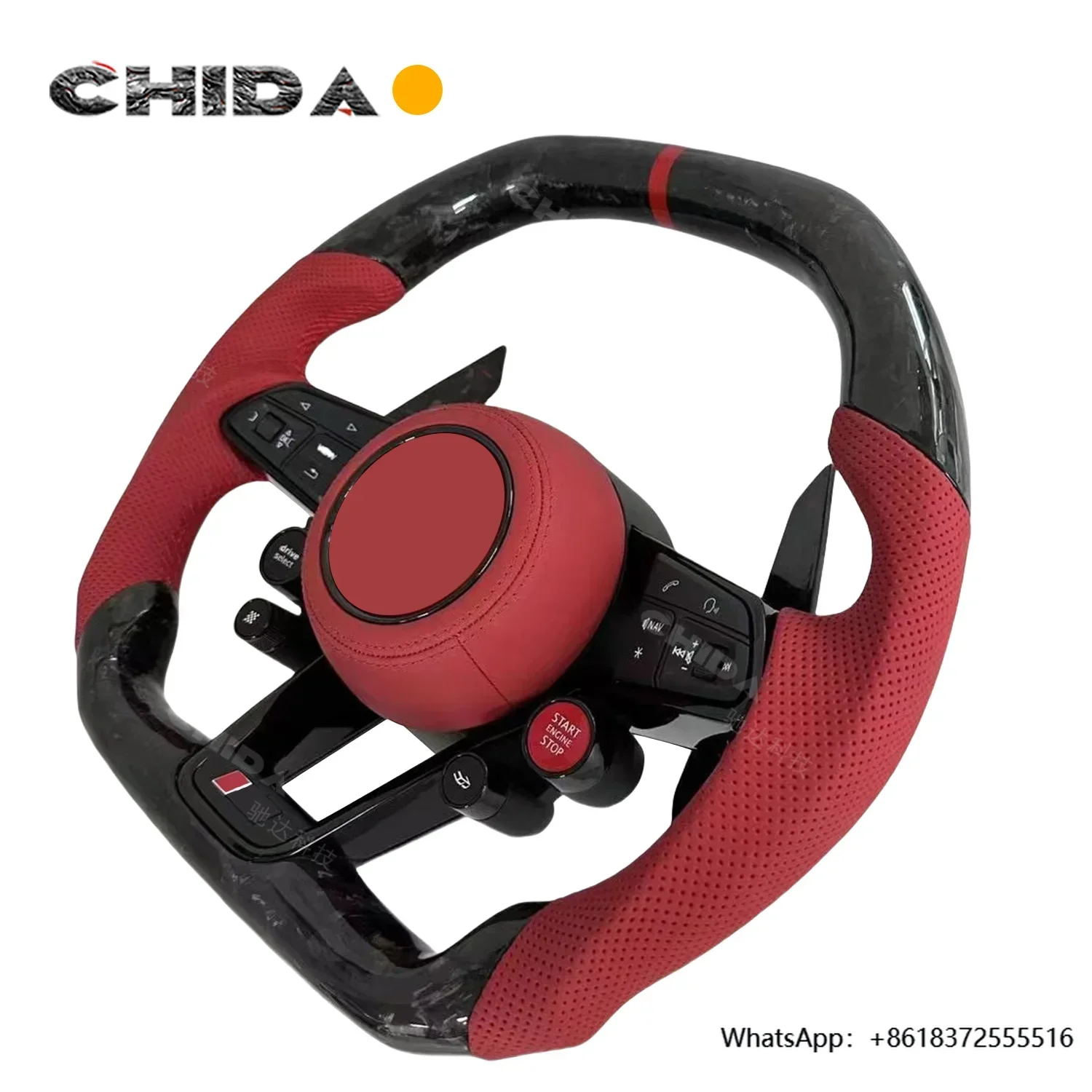 

X Red Perforated Leather Steering Wheel Assembly For Audis A6L A7 A8 Q5 Q7 RS4 A4L A5 Forged Carbon Fibre Modified Car Product