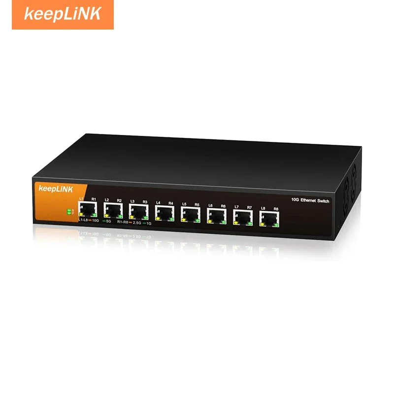 

KeepLiNK 8-портовый 10-мегапиксельный неуправляемый Ethernet-коммутатор для настольного/настенного крепления Plug and Play Прочный металлический корпус