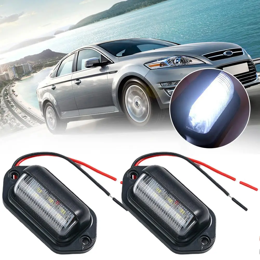 6 Led Car License Number Plate Light For Suv Automobile Truck Bus And Trailer Tail Lamp Side Step Bulbs Car License Plate L J5E5