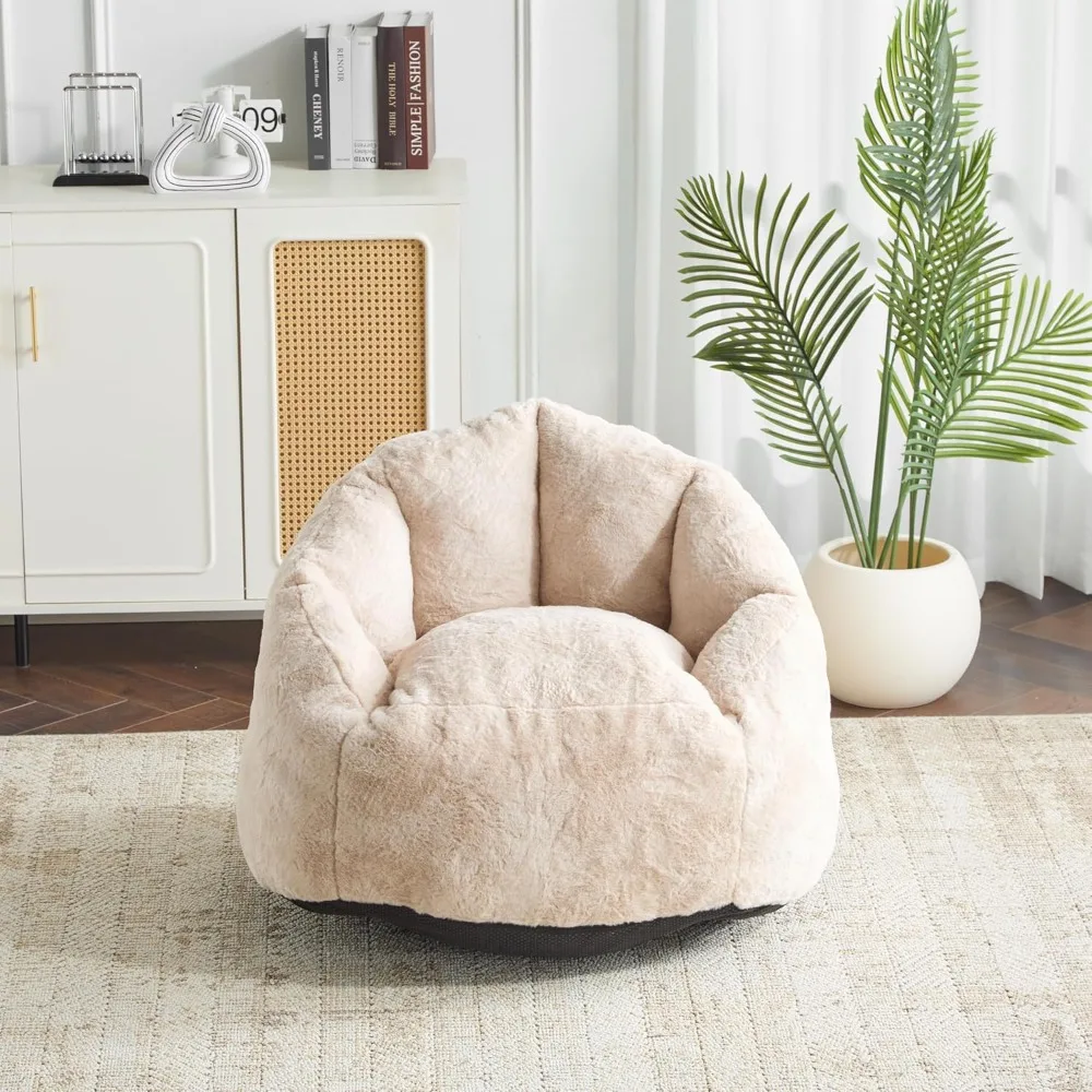 

Faux Fur Bag Chairs for Adults, Comfy Reading Chair, Lounge Sofa with Armrest, Small Bean Bag Chair for Living Room Bedroom