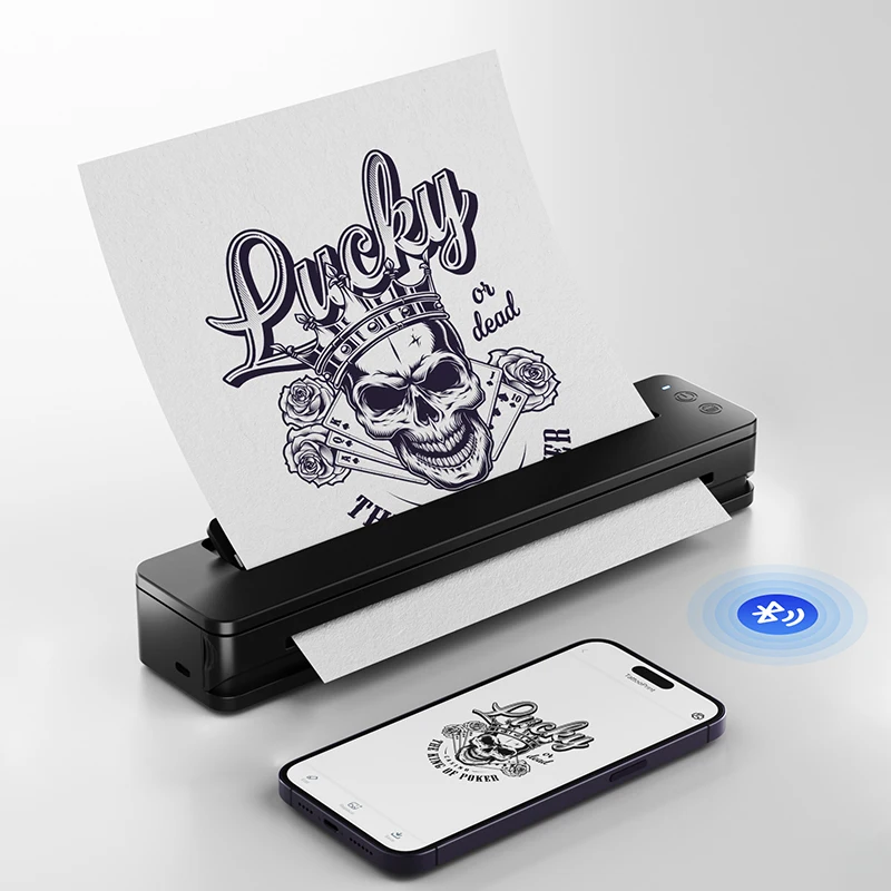 

Wireless Bluetooth Portable Printer A4 Tattoo Cordless Tattoo Stencil Printer Rechargeable Bluetooth EU Plug Tattoo Printer