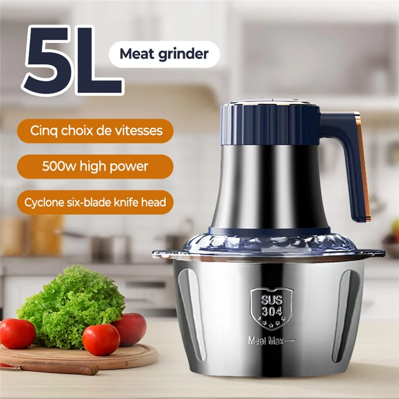 

ABRN-Electric Meat Grinder 5L Food Crusher Multifunction Vegetable Fruit Food Processor Chopper Kitchen Machine