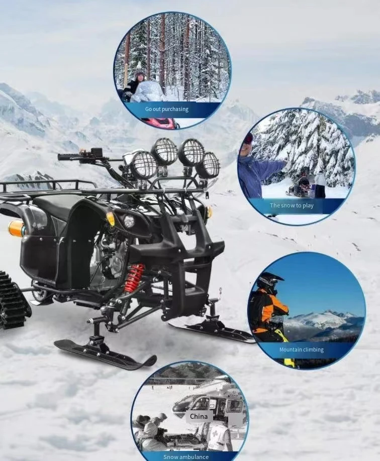 The cheapest and most durable all terrain110cc 125cc 150CC snow track with snow rocker ATVGasoline ski cross-country motorcycle