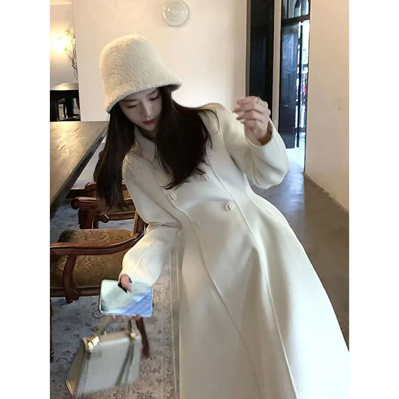 2023 Autumn And Winter New Fashion Small Fragrance Style Temperament Celebrity Slim Fit Thickened Mid Length Woolen Coat Women